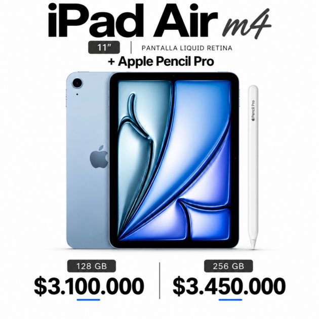 Combo Profesional: iPad Air M4 256 GB (11 pulgadas) + Apple Pencil Pro